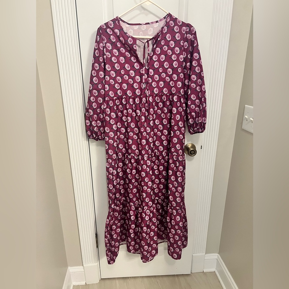 Purple floral midi dress